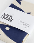 Navy fish 100% organic cotton tea towel