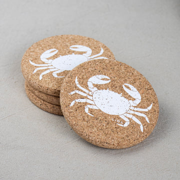 Natural cork coaster with crab design  printed using eco friendly water based ink