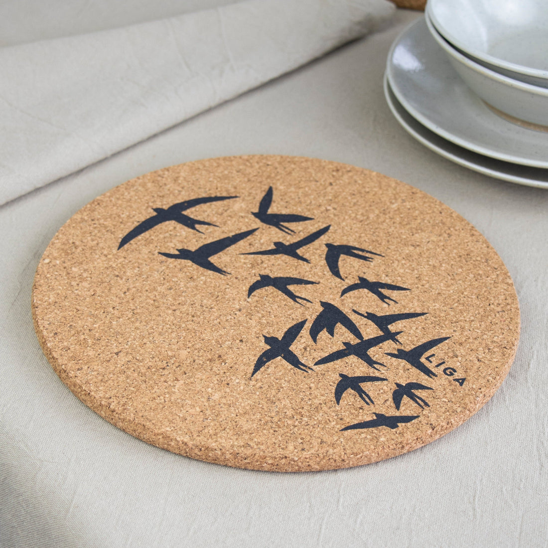 Swallows Grey Small Cork Placemat