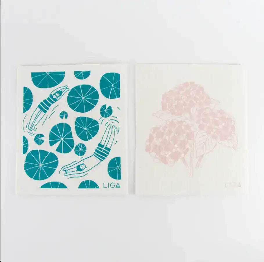100% compostable dishcloths. Wild Swimmers & Hydrangea