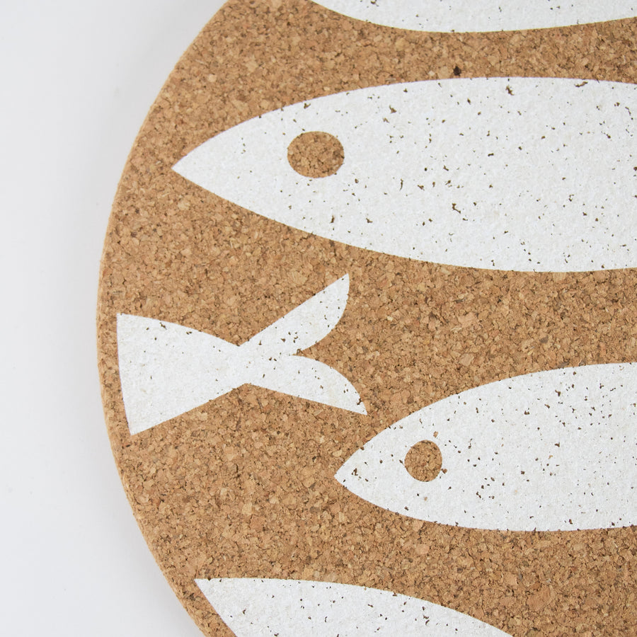 Cork Placemat with White Fish Design