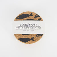 Cork Coaster Set | Fish Grey